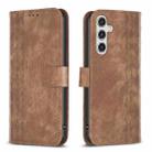 For Samsung Galaxy A14 4G/5G Plaid Embossed Leather Phone Case(Brown) - 1