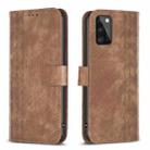 For Samsung Galaxy A41 Plaid Embossed Leather Phone Case(Brown) - 1