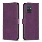 For Samsung Galaxy A71 4G Plaid Embossed Leather Phone Case(Purple) - 1