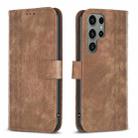 For Samsung Galaxy S24 Ultra 5G Plaid Embossed Leather Phone Case(Brown) - 1