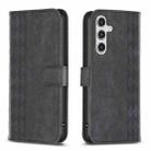 For Samsung Galaxy A35 Plaid Embossed Leather Phone Case(Black) - 1
