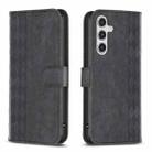 For Samsung Galaxy A55 Plaid Embossed Leather Phone Case(Black) - 1