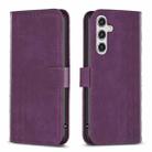 For Samsung Galaxy A55 Plaid Embossed Leather Phone Case(Purple) - 1