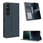 For Sony Xperia 1 V Magnetic Buckle Retro Texture Leather Phone Case(Blue) - 1