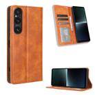 For Sony Xperia 1 V Magnetic Buckle Retro Texture Leather Phone Case(Brown) - 1