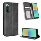 For Sony Xperia 10 V Magnetic Buckle Retro Texture Leather Phone Case(Black) - 1