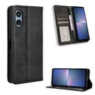 For Sony Xperia 5 V 2023 Magnetic Buckle Retro Texture Leather Phone Case(Black) - 1