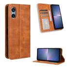 For Sony Xperia 5 V 2023 Magnetic Buckle Retro Texture Leather Phone Case(Brown) - 1