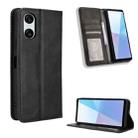 For Sony Xperia 10 VI 2024 Magnetic Buckle Retro Texture Leather Phone Case(Black) - 1