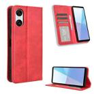 For Sony Xperia 10 VI 2024 Magnetic Buckle Retro Texture Leather Phone Case(Red) - 1