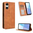 For Sony Xperia 10 VI 2024 Magnetic Buckle Retro Texture Leather Phone Case(Brown) - 1