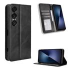 For Sony Xperia 1 VII Magnetic Buckle Retro Texture Leather Phone Case(Black) - 1