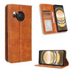 For Sharp Aquos R8 Magnetic Buckle Retro Texture Leather Phone Case(Brown) - 1