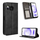 For Sharp Aquos Sense8 Magnetic Buckle Retro Texture Leather Phone Case(Black) - 1