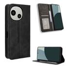For Sharp Aquos R9 Magnetic Buckle Retro Texture Leather Phone Case(Black) - 1
