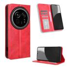 For Sharp Aquos R9 Pro Magnetic Buckle Retro Texture Leather Phone Case(Red) - 1