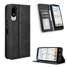 For Sharp Basio Active3 Magnetic Buckle Retro Texture Leather Phone Case(Black) - 1