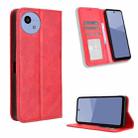 For Sharp Aquos wish5 Magnetic Buckle Retro Texture Leather Phone Case(Red) - 1