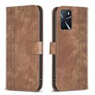 For OPPO A16 / A16s / A54s / A55 Plaid Embossed Leather Phone Case(Brown) - 1