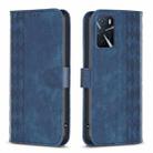 For OPPO A16 / A16s / A54s / A55 Plaid Embossed Leather Phone Case(Blue) - 1