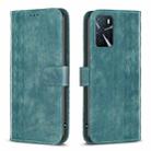 For OPPO A16 / A16s / A54s / A55 Plaid Embossed Leather Phone Case(Green) - 1