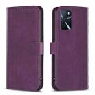For OPPO A16 / A16s / A54s / A55 Plaid Embossed Leather Phone Case(Purple) - 1