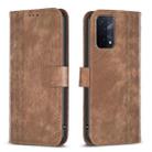 For OPPO A74 5G / A93 5G / A54 5G Plaid Embossed Leather Phone Case(Brown) - 1