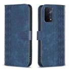 For OPPO A74 5G / A93 5G / A54 5G Plaid Embossed Leather Phone Case(Blue) - 1