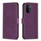 For OPPO A74 5G / A93 5G / A54 5G Plaid Embossed Leather Phone Case(Purple) - 1