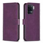 For OPPO A94 4G / Reno5 F / F19 Pro Plaid Embossed Leather Phone Case(Purple) - 1