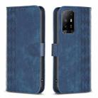 For OPPO A94 5G / F19 Pro+ 5G Plaid Embossed Leather Phone Case(Blue) - 1