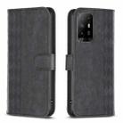 For OPPO A94 5G / F19 Pro+ 5G Plaid Embossed Leather Phone Case(Black) - 1