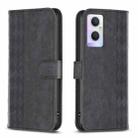For OPPO A96 5G / Reno7 Z Plaid Embossed Leather Phone Case(Black) - 1