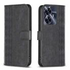 For Realme C55 Plaid Embossed Leather Phone Case(Black) - 1