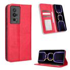 For Xiaomi Poco F5 Pro / Redmi K60 5G Magnetic Buckle Retro Texture Leather Phone Case(Red) - 1