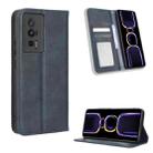 For Xiaomi Poco F5 Pro / Redmi K60 5G Magnetic Buckle Retro Texture Leather Phone Case(Blue) - 1