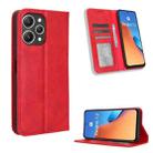 For Xiaomi Redmi 12 4G Magnetic Buckle Retro Texture Leather Phone Case(Red) - 1