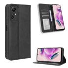 For Xiaomi Redmi Note 12S 4G Magnetic Buckle Retro Texture Leather Phone Case(Black) - 1