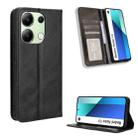 For Xiaomi Redmi Note 13 4G Magnetic Buckle Retro Texture Leather Phone Case(Black) - 1