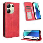 For Xiaomi Redmi Note 13 4G Magnetic Buckle Retro Texture Leather Phone Case(Red) - 1