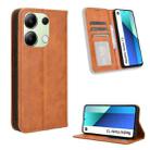 For Xiaomi Redmi Note 13 4G Magnetic Buckle Retro Texture Leather Phone Case(Brown) - 1