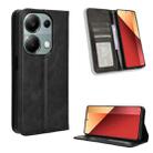 For Xiaomi Redmi Note 13 Pro 4G Global Magnetic Buckle Retro Texture Leather Phone Case(Black) - 1