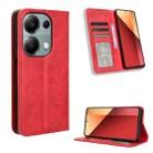 For Xiaomi Poco M6 Pro 4G Magnetic Buckle Retro Texture Leather Phone Case(Red) - 1