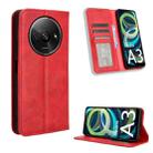 For Xiaomi Poco C61 / Redmi A3 Magnetic Buckle Retro Texture Leather Phone Case(Red) - 1