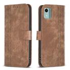 For Nokia C12 Plaid Embossed Leather Phone Case(Brown) - 1