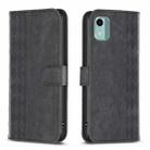 For Nokia C12 Plaid Embossed Leather Phone Case(Black) - 1