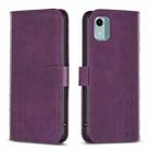 For Nokia C12 Plaid Embossed Leather Phone Case(Purple) - 1