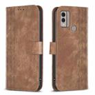 For Nokia C22 Plaid Embossed Leather Phone Case(Brown) - 1