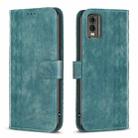 For Nokia C32 Plaid Embossed Leather Phone Case(Green) - 1