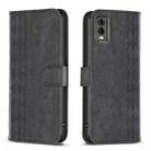 For Nokia C32 Plaid Embossed Leather Phone Case(Black) - 1